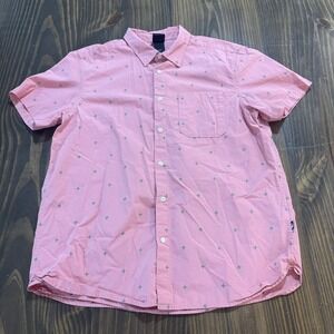 The North Face Men's XL Pink‎ Button-Up Short Sleeve Shirt Casual Outdoors 🌿